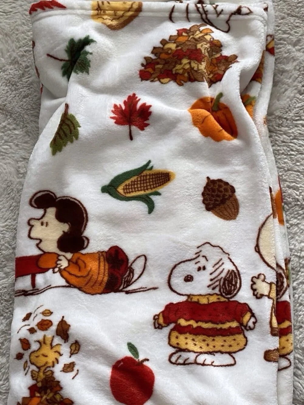 Peanuts Snoopy Fall Autumn Throw Blanket Charlie Lucy Franklin 50” X 70” NEW